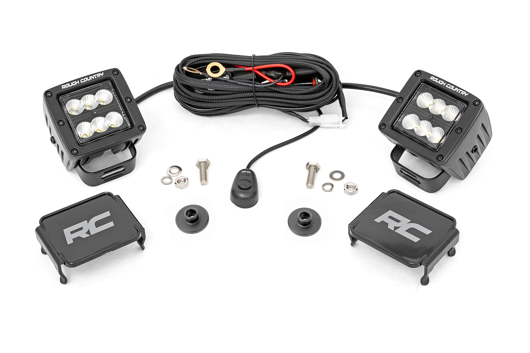 LED-Beleuchtungsset | Montage in der Rinne | 2 Zoll Schwarzes Paar | Flutlicht | Ford Bronco (21–26)