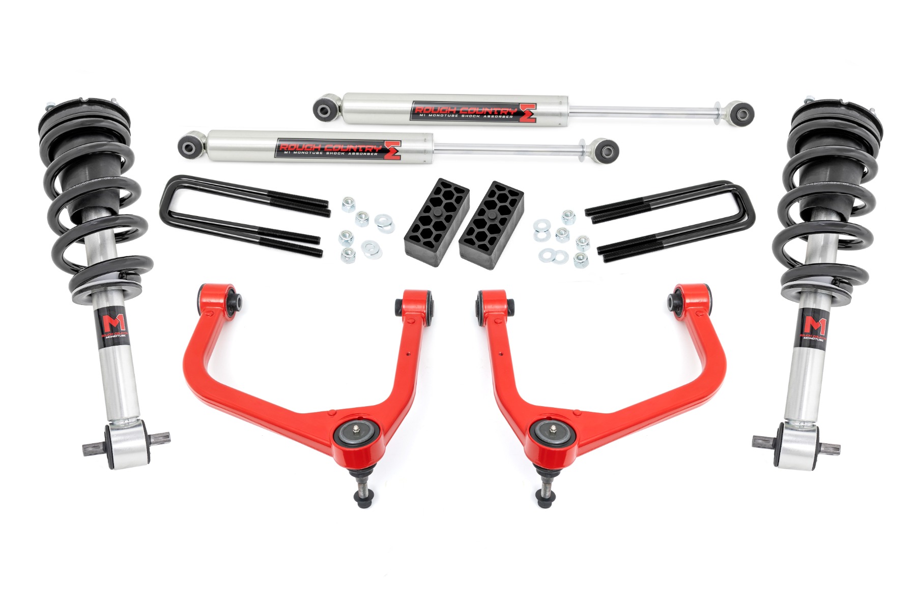 3,5-Zoll-Lift Kit | M1-Federbeine | GMC Sierra 1500 2WD/4WD (2019–2024) | Rote Ausführung