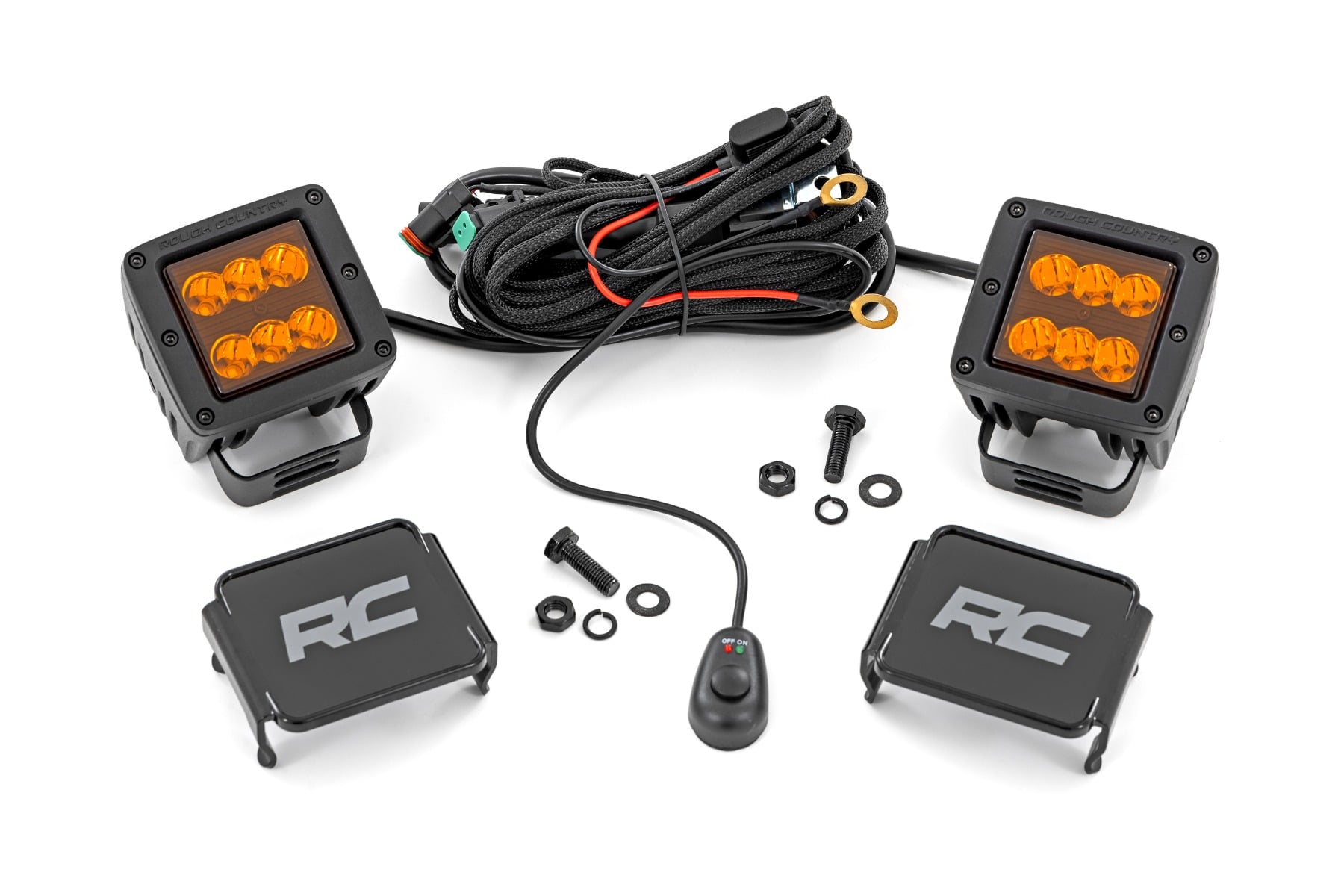 2-Zoll-LED-Lichtmodule | Punktstrahl | Gelbe Linse | Quadratisch