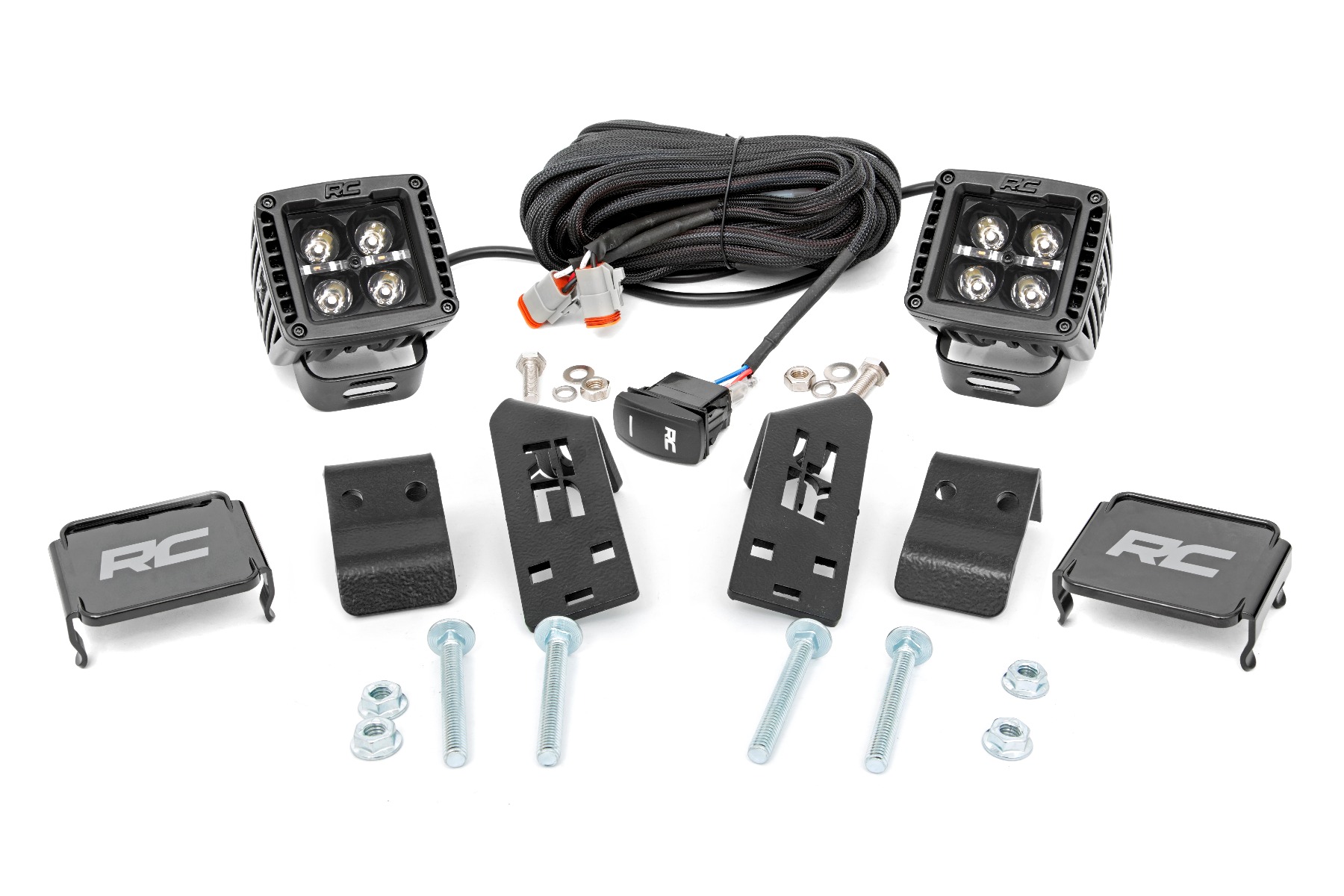 LED-Beleuchtungsset | Befestigung an der A-Säule | 2 Zoll Schwarz, Paar | Gelbe Tagfahrleuchten | Polaris RZR PRO XP