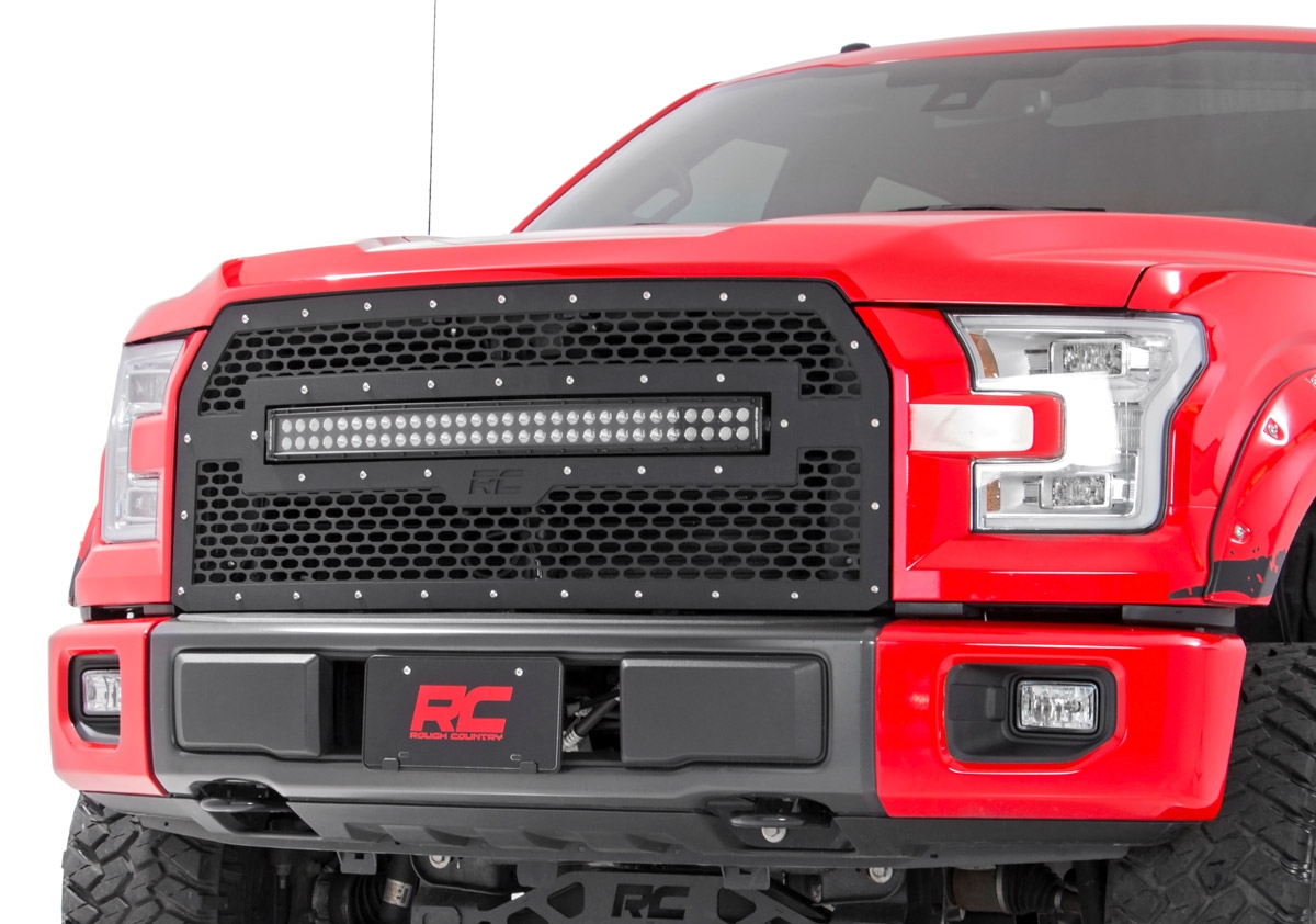 Kühlergrill aus Gitter | 30 Zoll Zweireihige LED-Leuchten | Schwarz | Ford F-150 2WD/4WD (2015–2017)