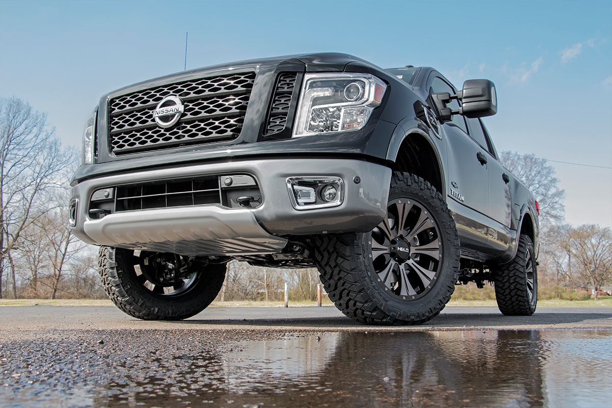 3-Zoll-Lift Kit | N3-Federbeine und Stoßdämpfer | Nissan Titan 4WD (2017–2024) | Rote Ausführung — Bild 3