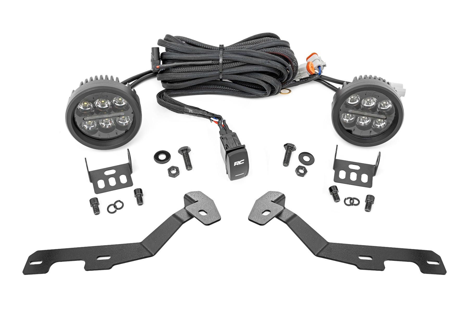 LED-Beleuchtungsset | Grabenmontage | Black Series Round | 3,5 Zoll | Gelbes Tagfahrlicht | RAM 1500 (19–26)