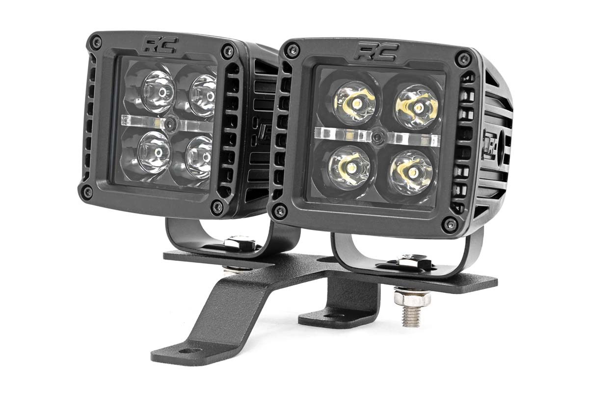 LED-Beleuchtungsset | Quad | Motorhaubenmontage | 2" Schwarz | Gelbe Tagfahrleuchten | Jeep Gladiator JT/Wrangler JL (18–26)