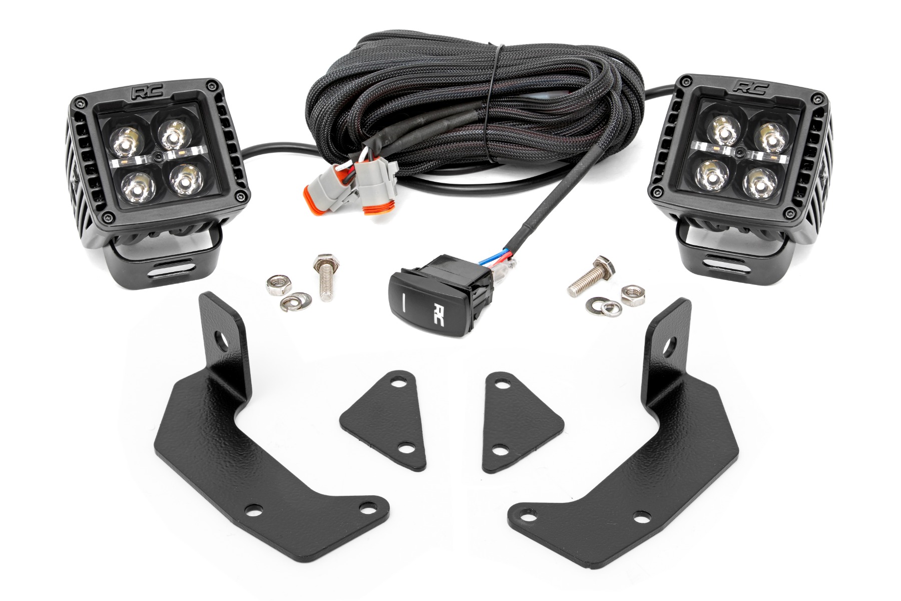 LED-Beleuchtungsset | Befestigung am Gitter | 2 Zoll Schwarz, Paar | Weiße Tagfahrleuchten | CFMOTO UFORCE 1000