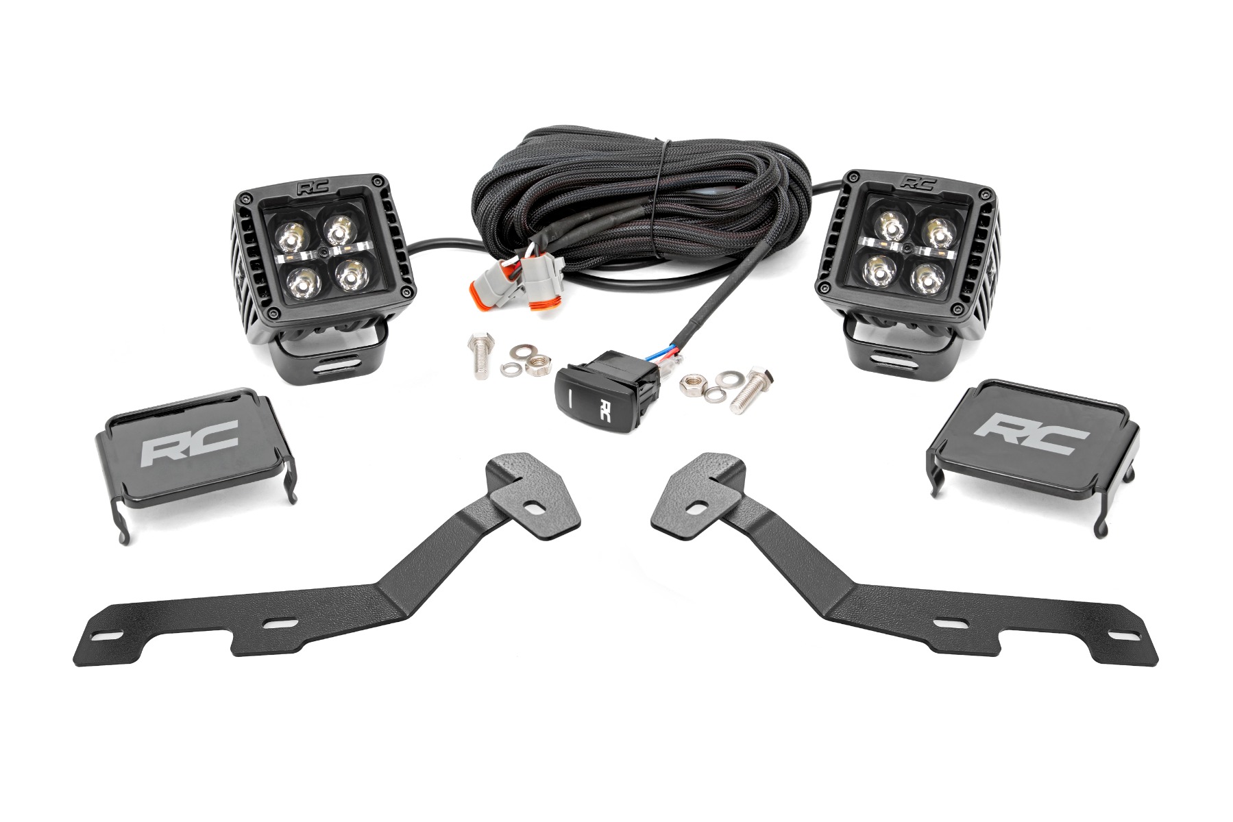 LED-Beleuchtungsset | Montage in der Rinne | 2 Zoll Schwarz, Paar | Gelbe Tagfahrleuchten | RAM 1500 (19–26)