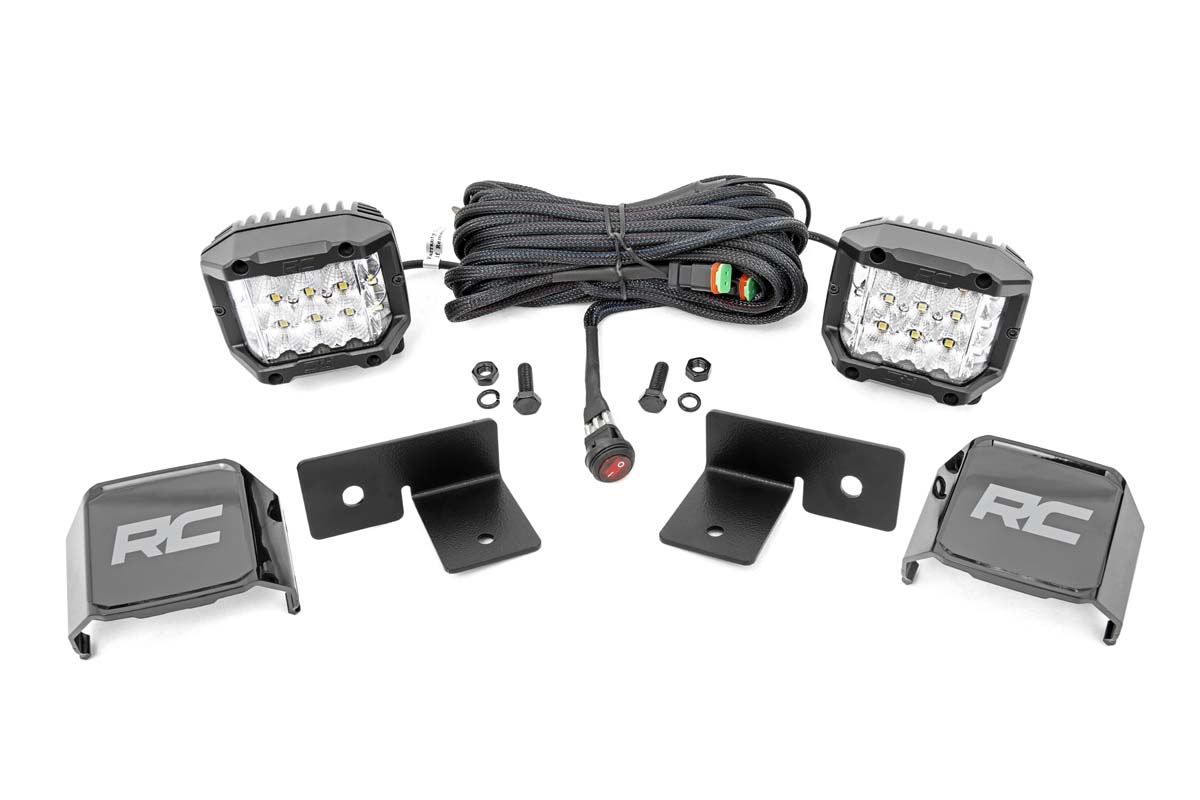 LED-Beleuchtungsset | Befestigung unter dem Bett | 2 Zoll Paar in Chrom | Weitwinkel | Polaris General XP 4 1000