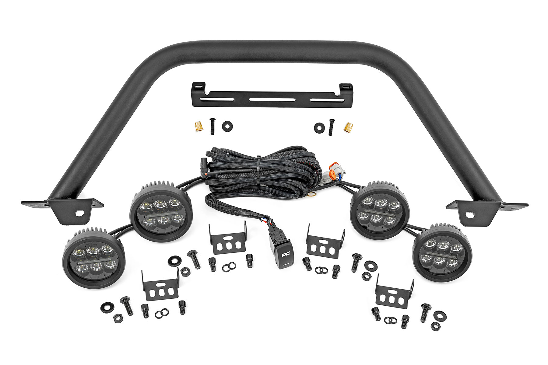 Safari Bar | 3.5" Runde LED (Quad) | Schwarz | Bernsteinfarbenes Tagfahrlicht | OE Modular Steel | Ford Bronco (21–26)