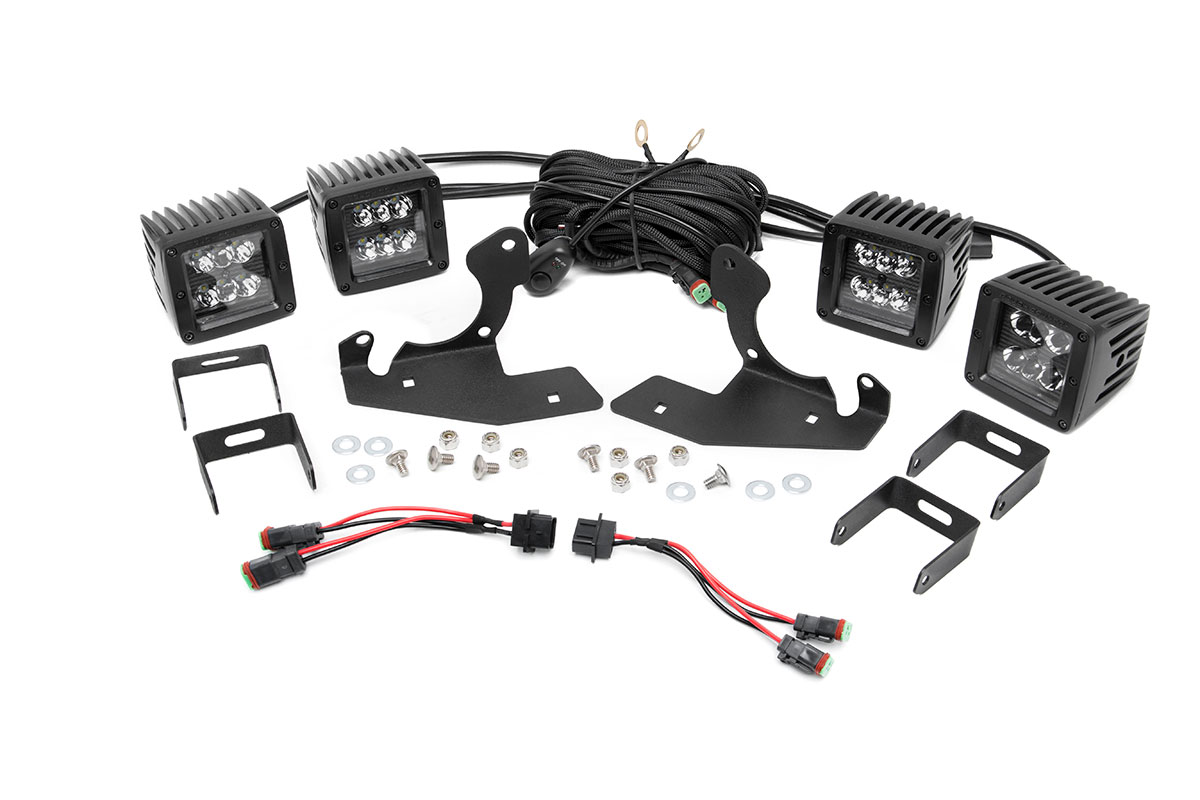 LED-Beleuchtungsset | Nebelscheinwerferhalterung | Doppelpack 2" schwarz | Chevy Silverado 1500/2500HD/3500HD 2WD/4WD