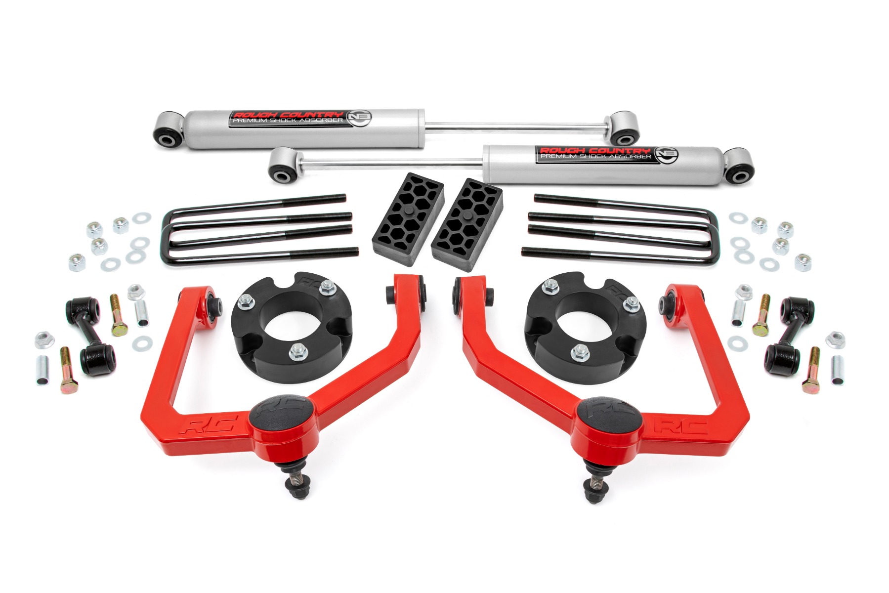 3-Zoll-Lift Kit | N3-Stoßdämpfer | Nissan Titan 2WD/4WD (2004–2024) | Rote Ausführung