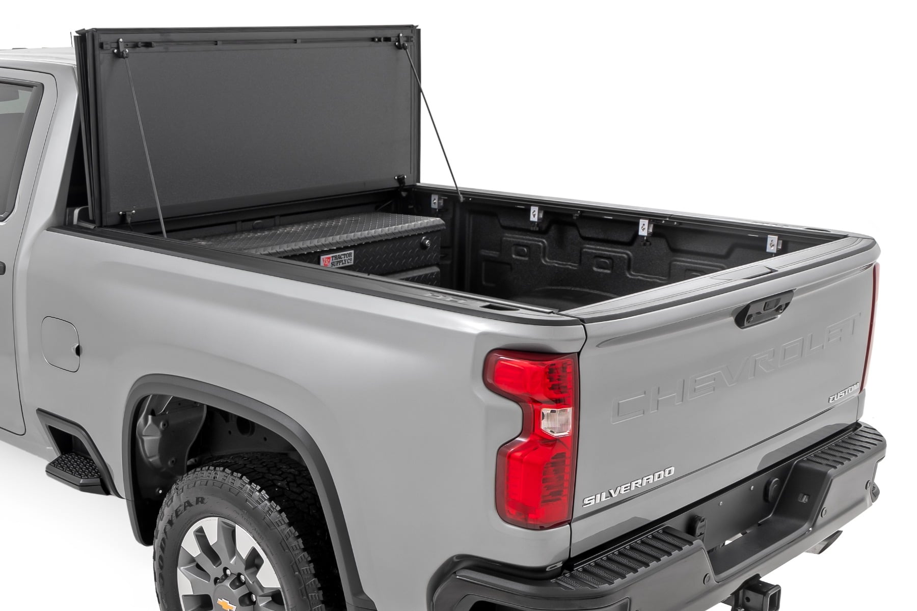 Stabile, dreifach faltbare, hochklappbare Ladeflächenabdeckung | 6'9 Zoll Ladefläche | Chevy/GMC Silverado/Sierra 2500HD/3500HD (20–26) — Bild 2