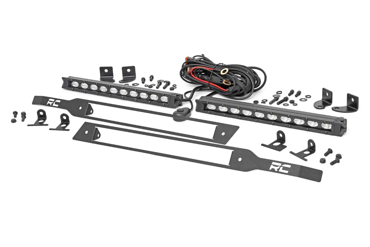 LED-Beleuchtungsset | Montage am Kühlergrill | 10 Zoll Schwarzes Slimline-Paar | Chevy Silverado 1500 (19–22)