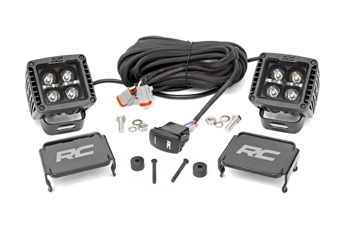 LED-Beleuchtungsset | Montage an der Motorhaube | 2" Schwarz, Paar | Gelbe Tagfahrleuchten | Jeep Gladiator JT/Wrangler JL (2018–2026)