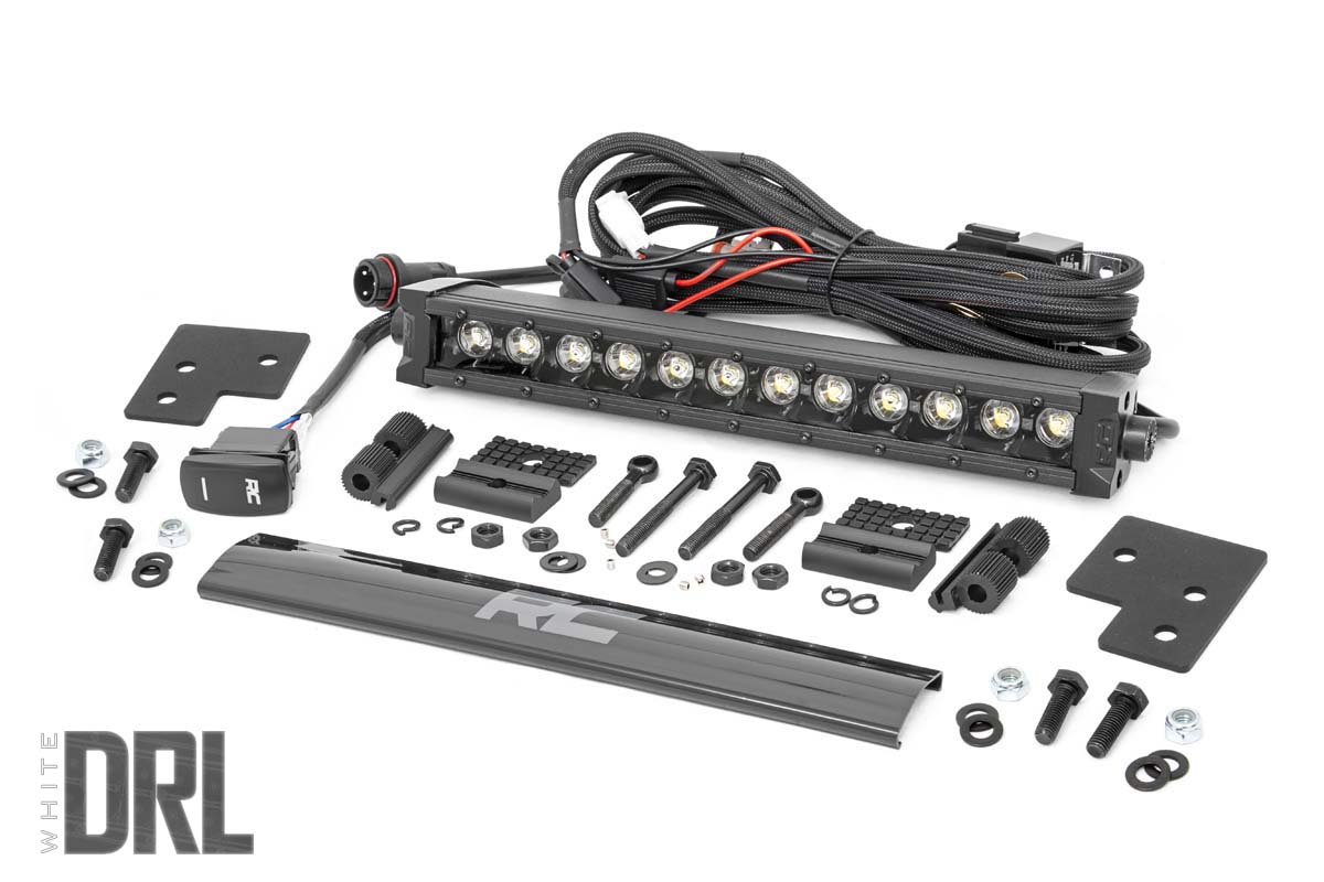 LED-Beleuchtungsset | Stoßstangenmontage | 12 Zoll Schwarz, einreihig | Weißes Tagfahrlicht | Polaris Ranger XP 1000