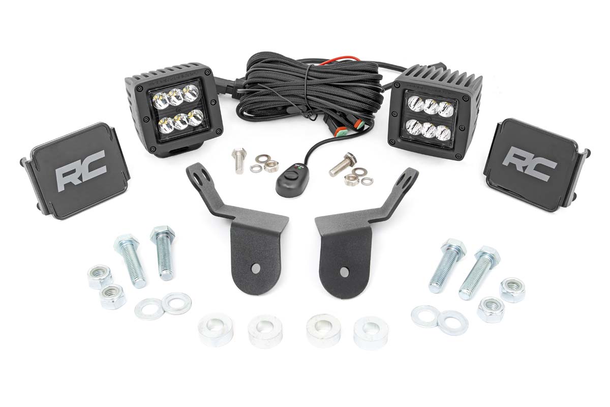 LED-Beleuchtungsset | Befestigung am Überrollbügel | 2 Zoll Schwarz, Paar | Honda Pioneer 1000 — Bild 5