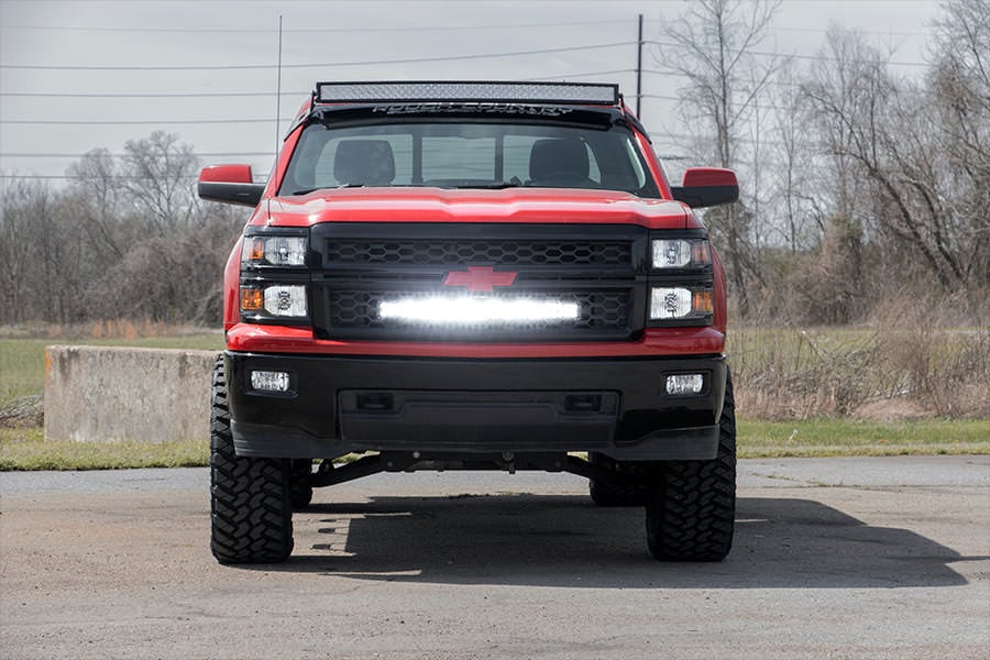 LED-Beleuchtungsset | Montage hinter dem Kühlergrill | 30 Zoll Schwarz, zweireihig | Weiße Tagfahrleuchten | Chevy Silverado 1500 (14–15) — Bild 8