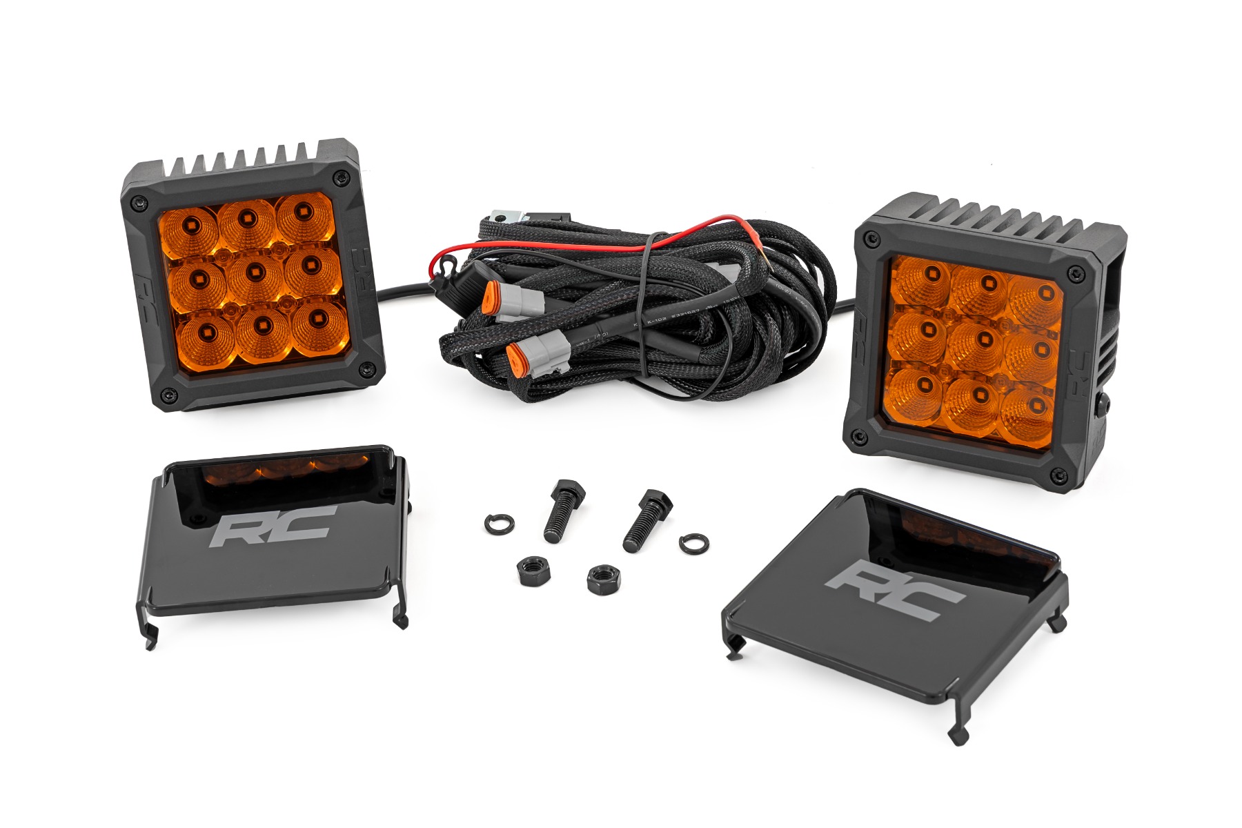 4 Inch LED Amber Light Pods | Square | Amber DRL | Pair — Bild 4