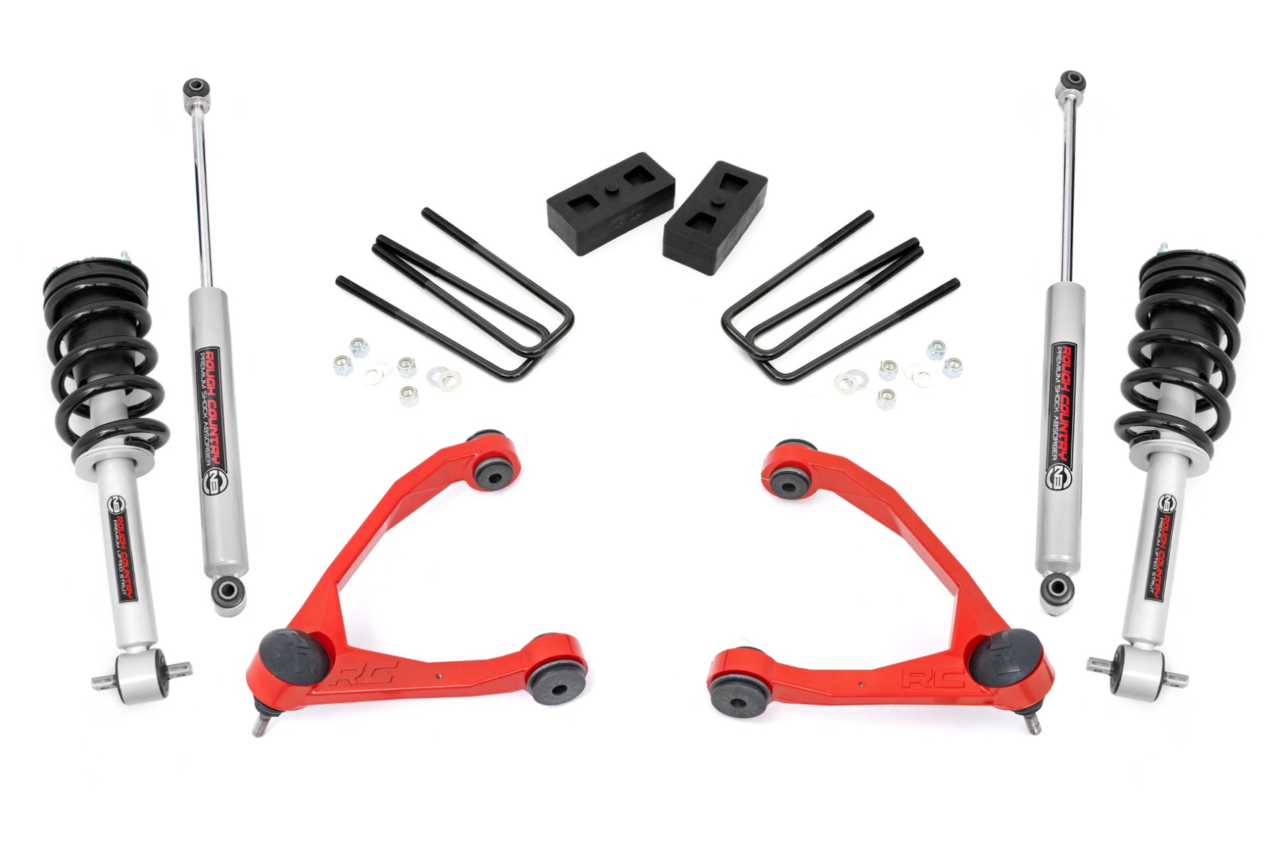 3,5-Zoll-Lift Kit | Stahlguss | N3-Federbein | Chevy/GMC 1500 (07–13) | Rote Ausführung