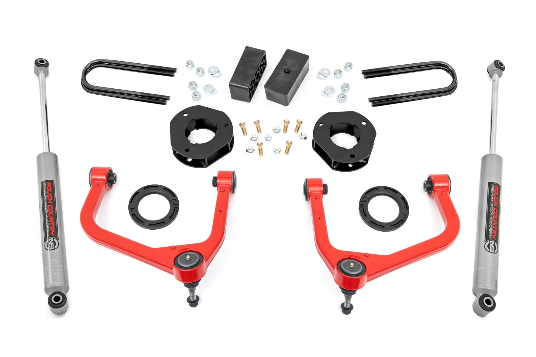 3,5-Zoll-Lift Kit | Einblattfeder hinten | GMC Sierra 1500 2WD/4WD (2019–2024) | Rote Ausführung