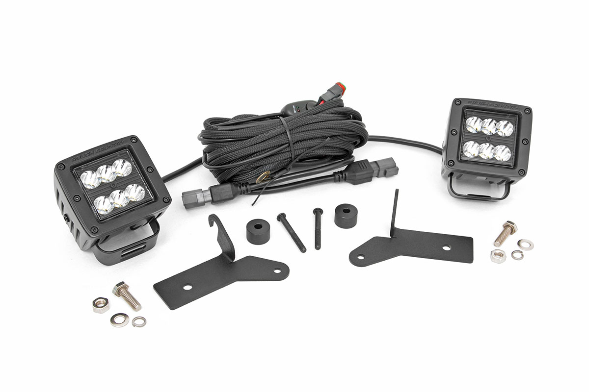 LED-Beleuchtungsset | Scharnierbefestigung | 2 Zoll Schwarz, Paar | Jeep Gladiator JT/Wrangler JL (18–26)