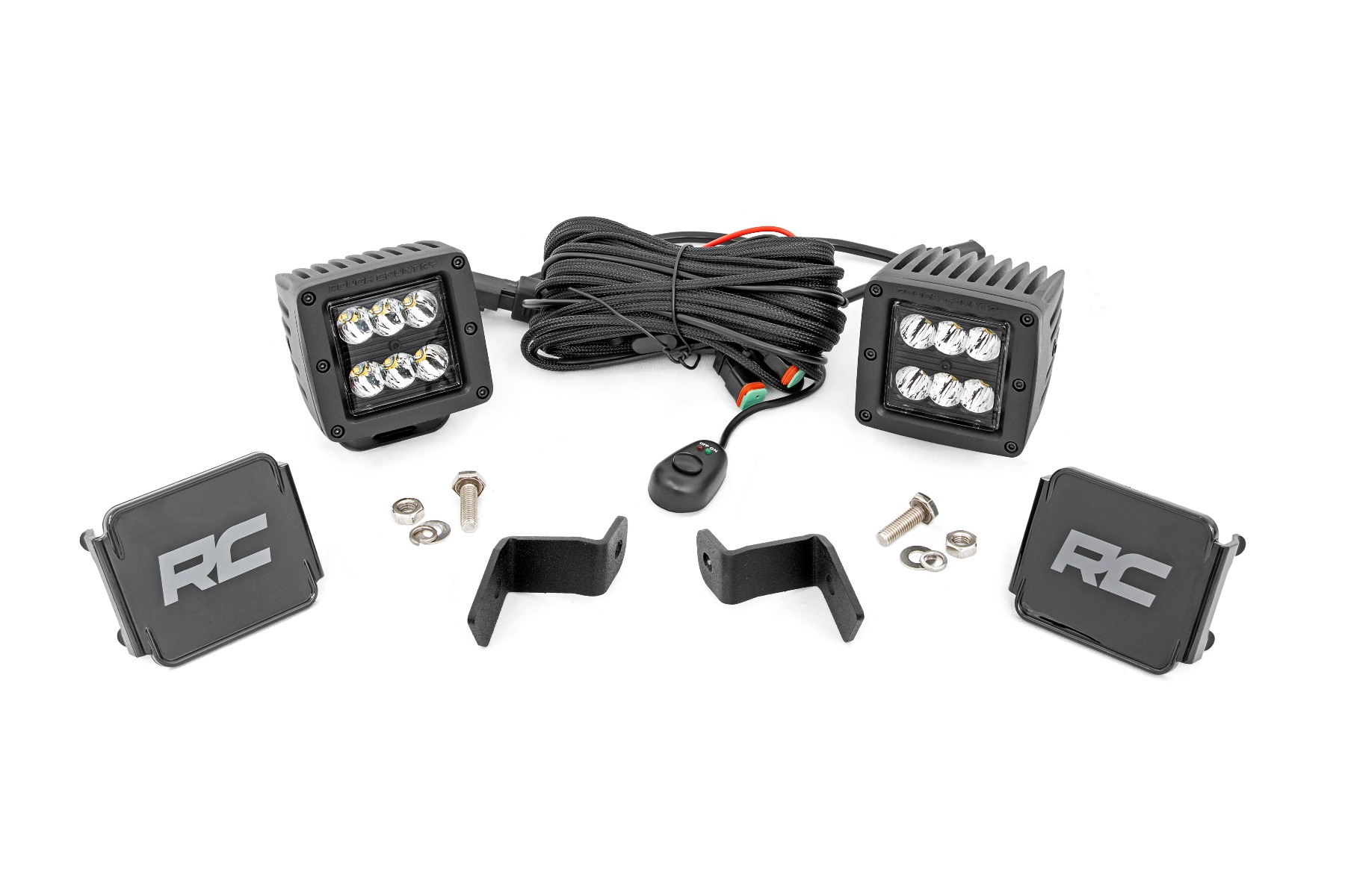 LED-Beleuchtungsset | Montage in der Aushöhlung | 2 Zoll Schwarz, Paar | Spot | Ford F-150 (15–26)/F-150 Lightning (22–26)