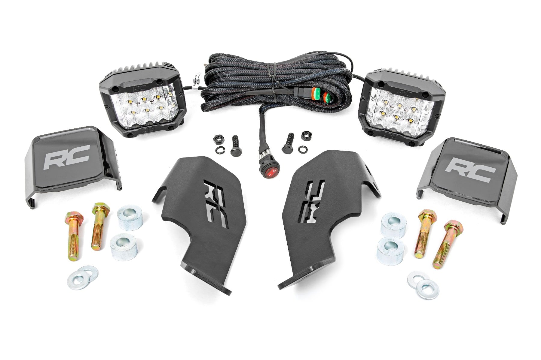 LED-Beleuchtungsset | Befestigung am Fahrgestell | 2 Zoll Paar, verchromt | Weitwinkel | Honda Talon 1000
