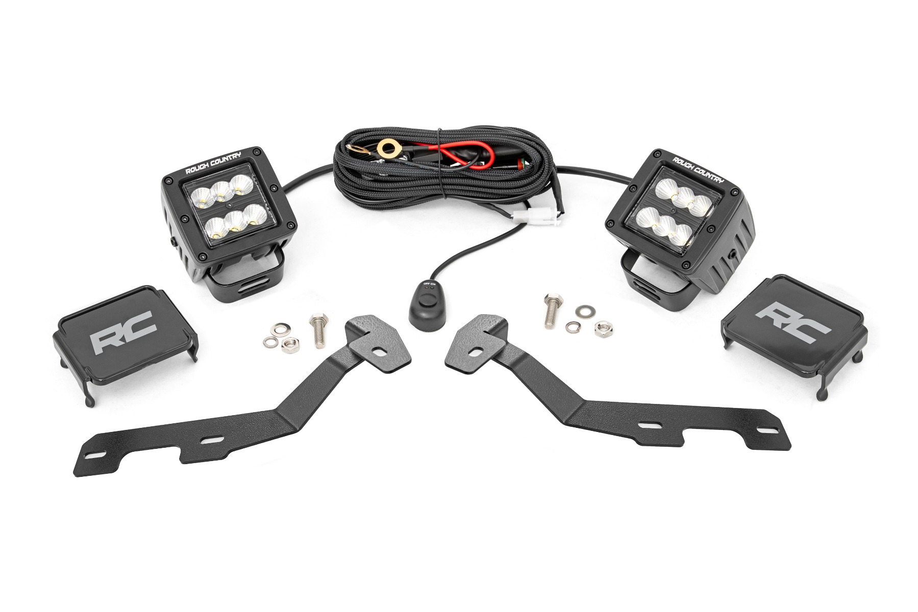 LED-Beleuchtungsset | Befestigung am Seitenkanal | 2 Zoll Schwarz, Paar | Flutlicht | RAM 1500 2WD/4WD (19–26)