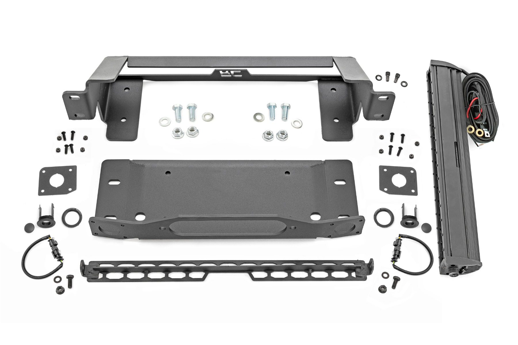 High Winch Mount | All Models | 20 Inch Black Single Row LED | DRL | Ford Bronco (21-26)