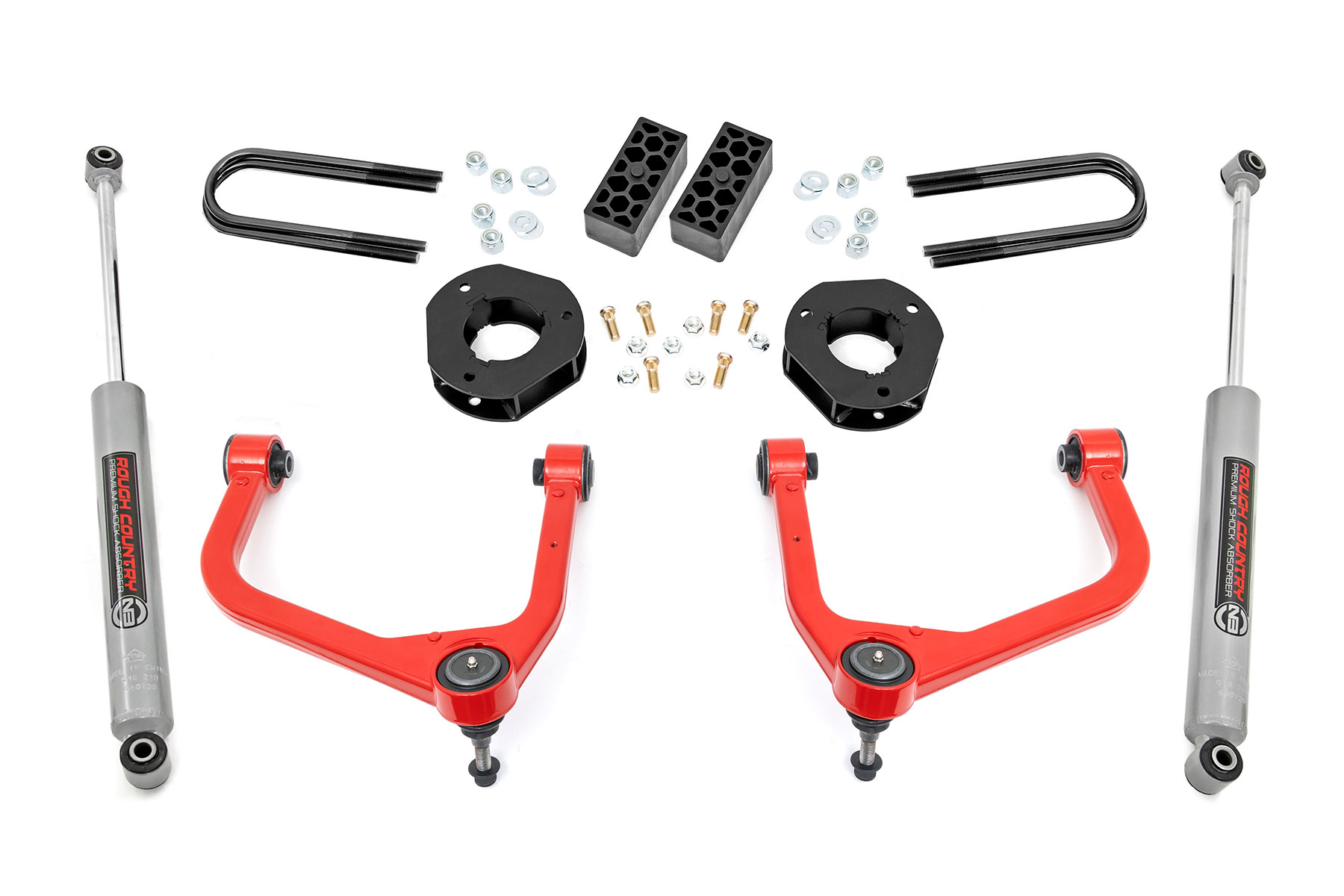 3,5-Zoll-Lift Kit | Mono-Blattfeder hinten | Chevy Silverado 1500 2WD/4WD (2022–2024) | Rote Ausführung