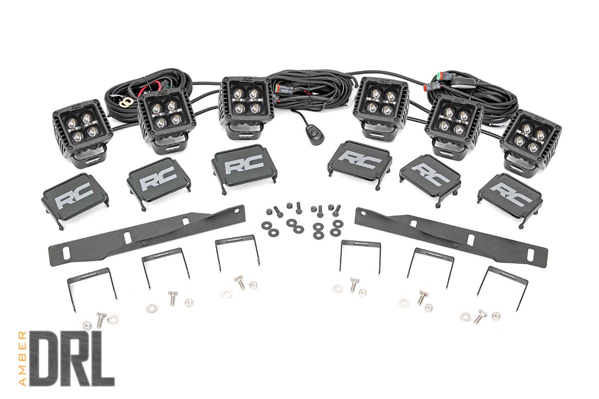 LED-Bausatz | Nebelscheinwerferhalterung | Dreifach 2" Schwarz, Paar | Gelbe Tagfahrleuchten | Ford Raptor (17–20) — Bild 2