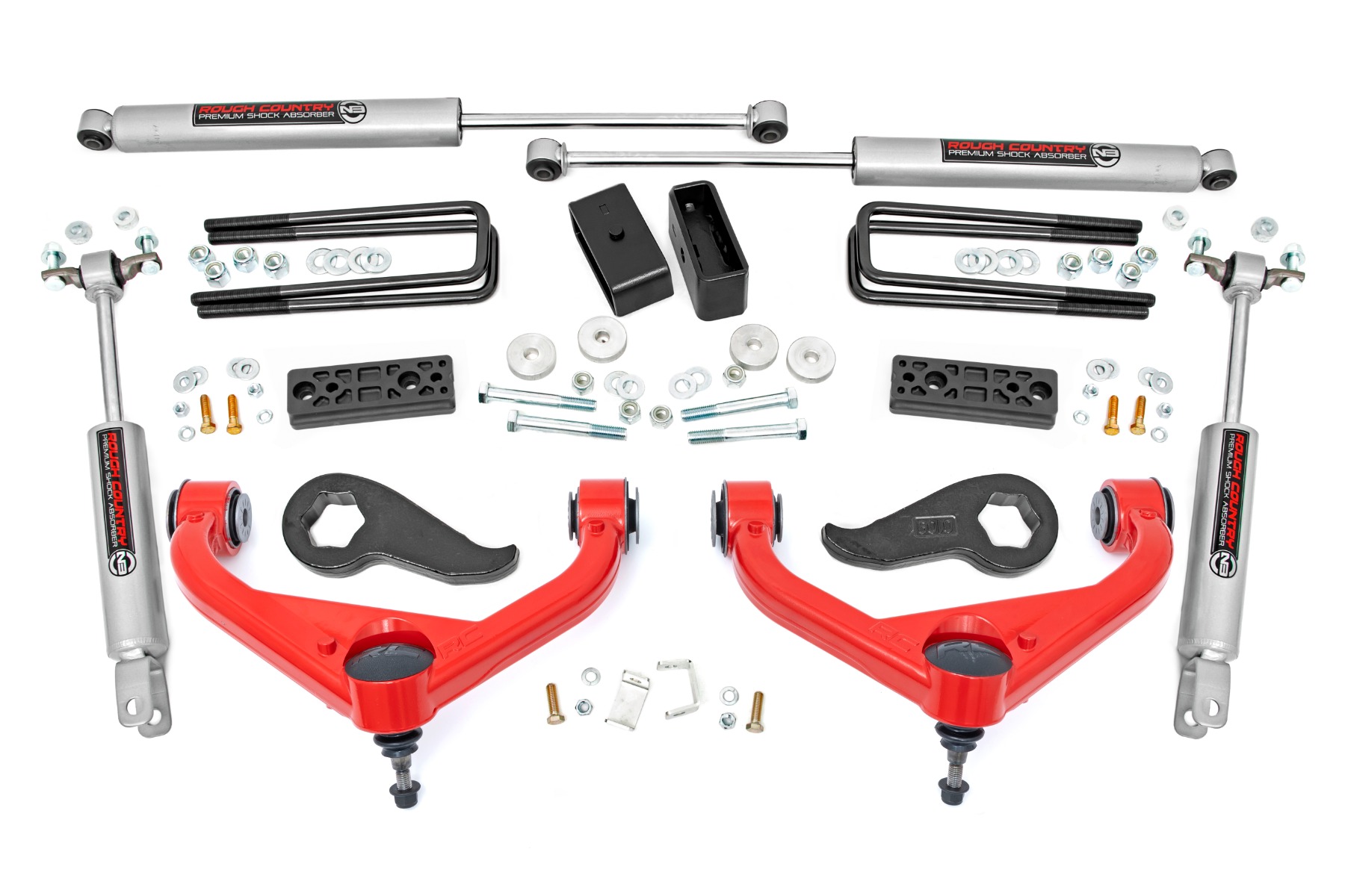 3-Zoll-Lift Kit | Mit Zusatzfedern | Chevy/GMC 2500HD/3500HD (20–26) | Rote Ausführung