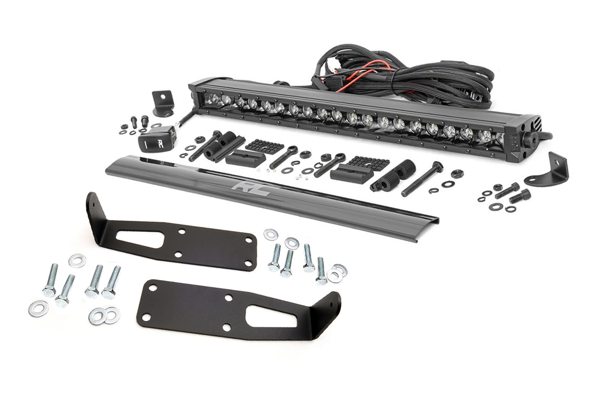 LED-Beleuchtungsset | Stoßstangenmontage | 20" Schwarz, einreihig | Weißes Tagfahrlicht | RAM 2500 (03–18)/3500 (03–18)
