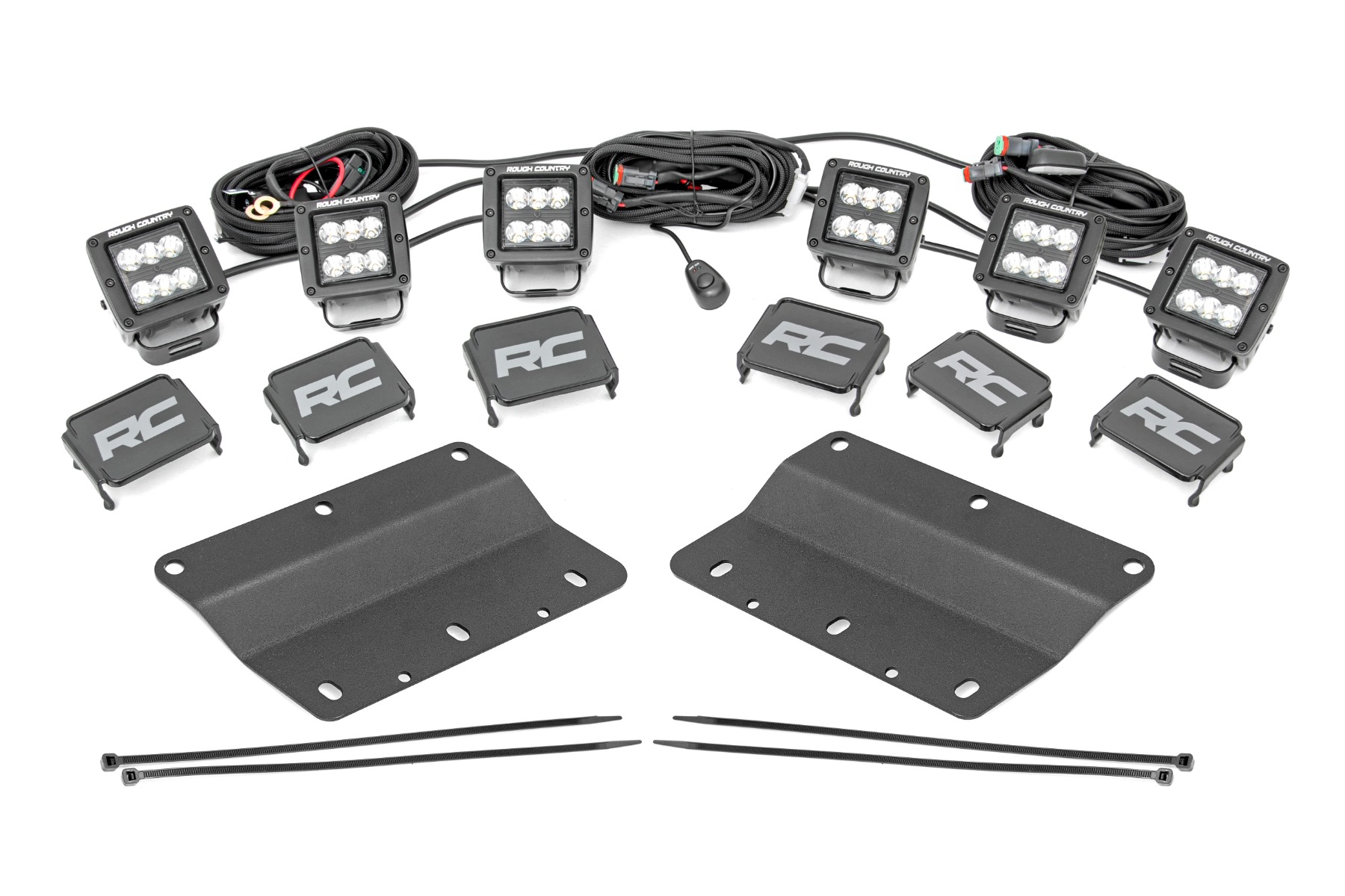 LED-Beleuchtungsset | Nebelscheinwerferhalterung | Dreifach 2" Schwarz, Paar | Spot | Ford Bronco (21–26)