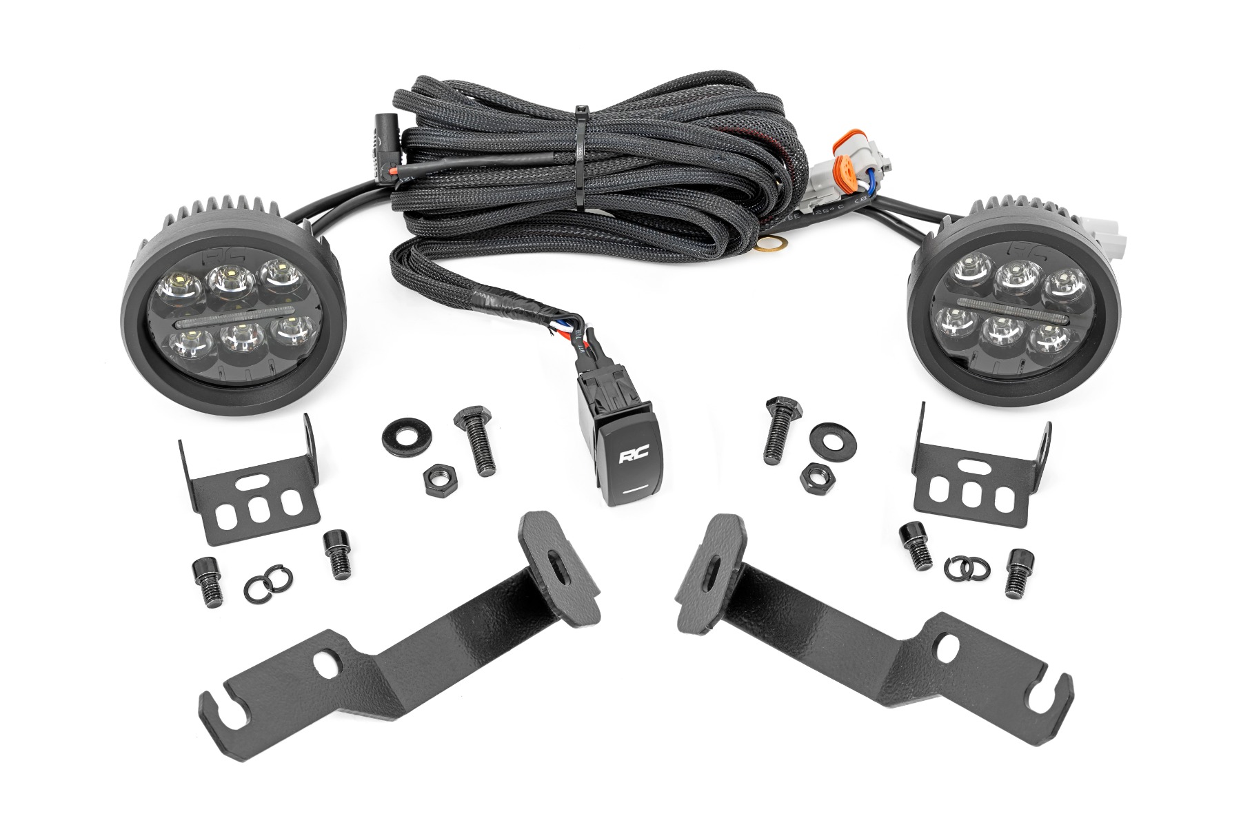 LED-Beleuchtungsset | Ditch-Montage | Black Series, rund | 3,5 Zoll | Gelbes Tagfahrlicht | Toyota Tacoma (05–15)