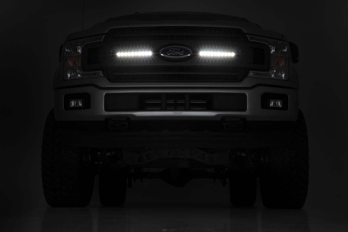 LED-Beleuchtungsset | Montage am Kühlergrill | 10 Zoll Schwarzes Slimline-Paar | Ford F-150 (18–20) — Bild 9