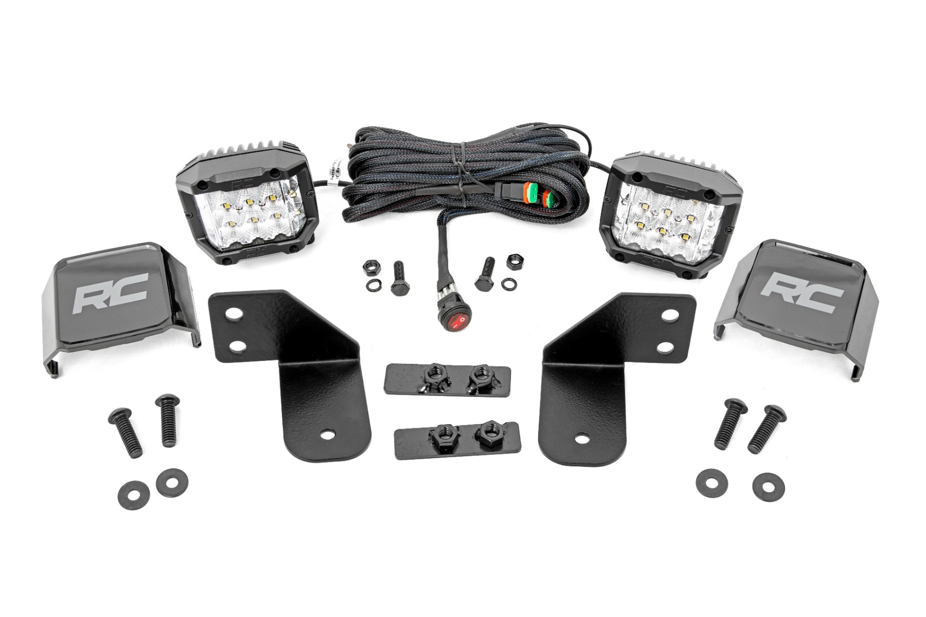 LED-Leuchte | RR-Käfighalterung | 2 Zoll Chrom-Paar | Weitwinkel | Polaris Ranger 1000/Ranger XP 900/1000