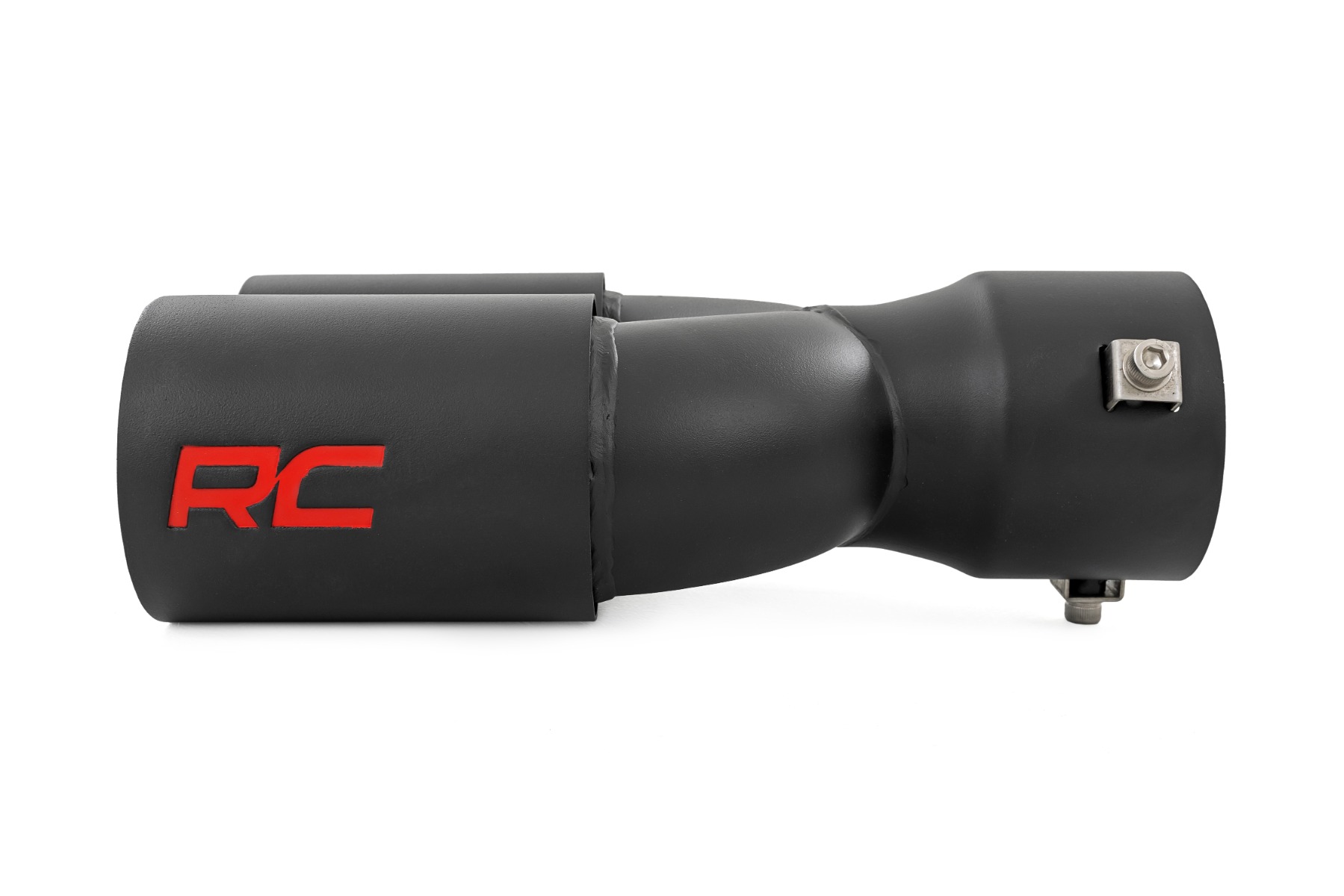 Auspuffblende | Schwarz | Rotes RC-Logo | 2,5–3 Zoll Rohr, einseitiger Einlass | Doppelte Auslassöffnung — Bild 2