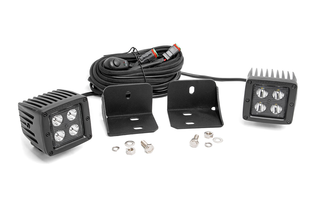 LED-Leuchte | Anbringung an der Fahrerkabine | 2 Zoll Schwarz, Paar | Breitstrahl | Can-Am Defender HD 5/HD 8/HD 9/HD 10