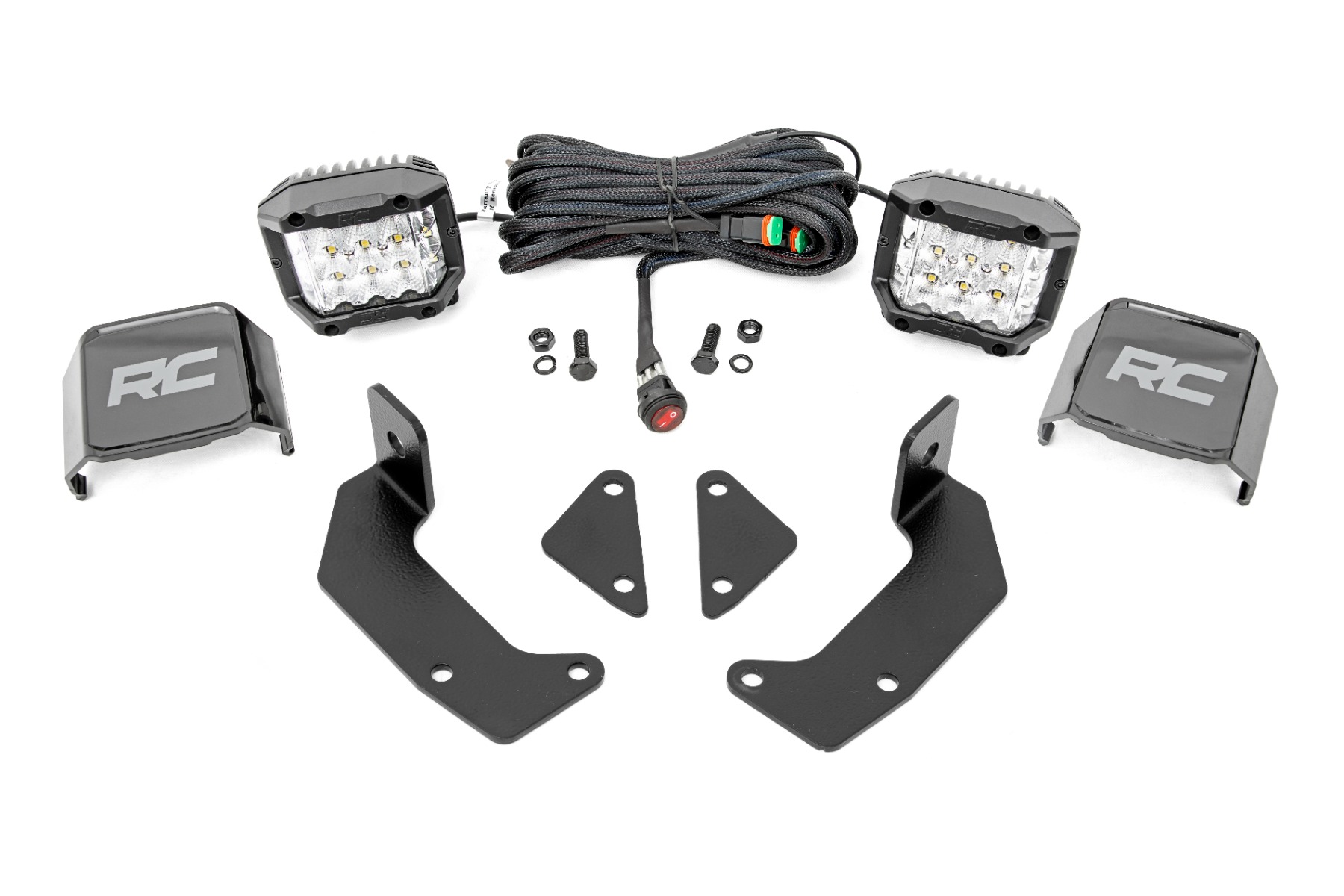 LED-Beleuchtungsset | Befestigung am Fahrgestell | 2 Zoll Paar, verchromt | Weitwinkel | CFMOTO UFORCE 1000