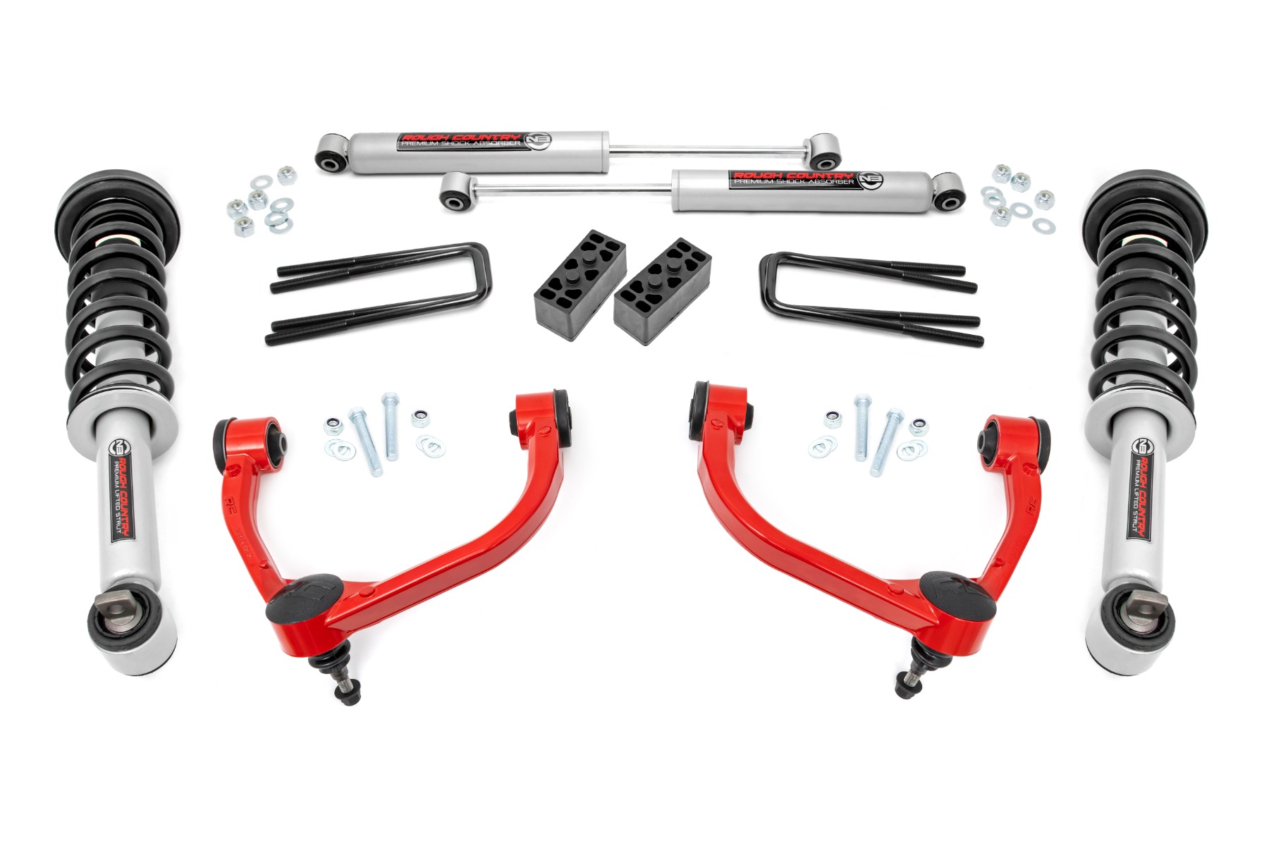 3-Zoll-Lift Kit | N3-Federbeine | Ford F-150 4WD (2014–2020) | Rote Ausführung
