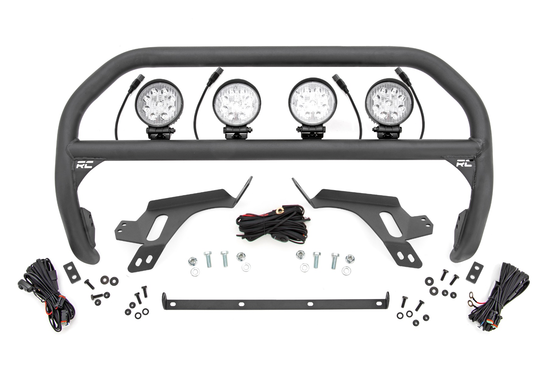 Frontschutzbügel | mit Abschlepphaken | 4-Zoll-LED-Runde (4 Stück) | Ford Bronco Sport (21–24)