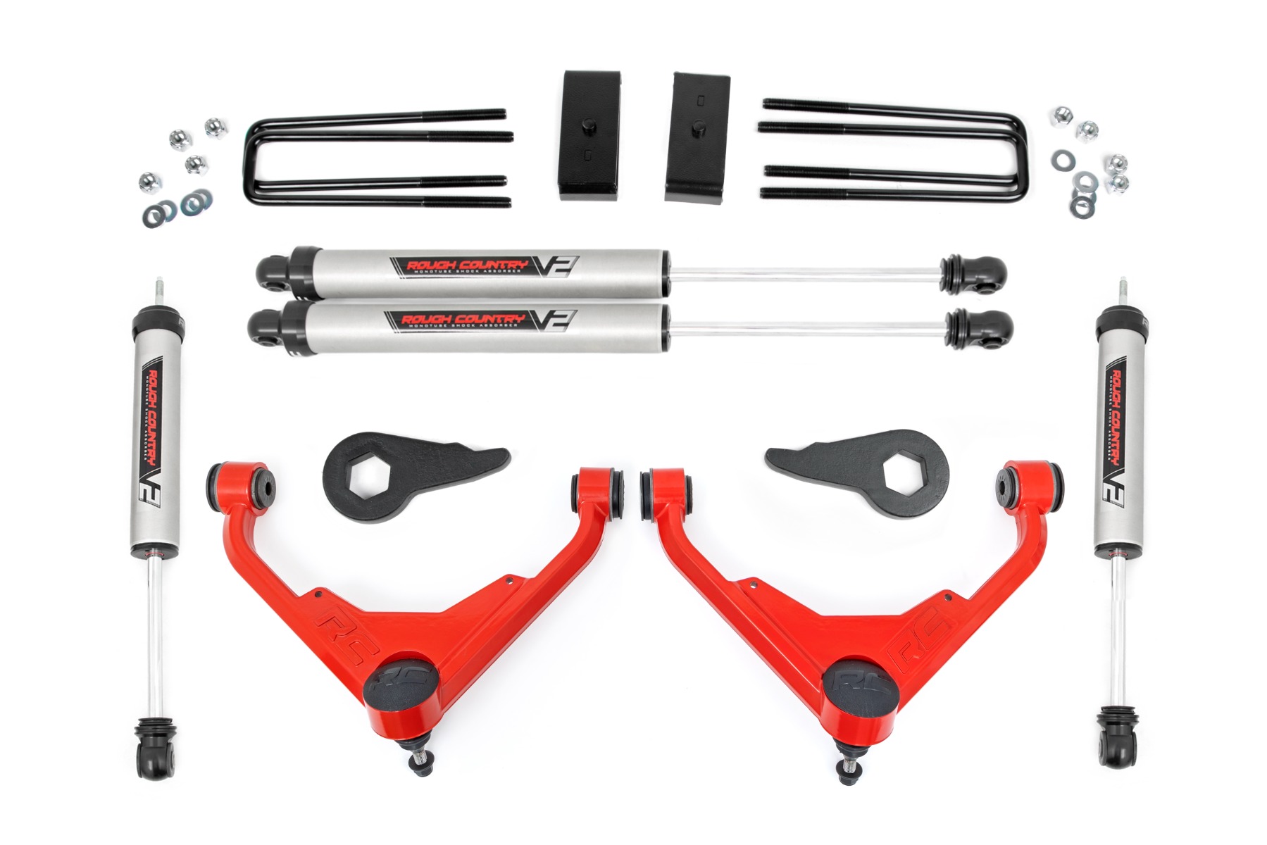 3-Zoll-Lift Kit | V2 | FK/FF | Chevy/GMC 2500HD/3500HD/Suburban 2500/Yukon XL 2500 (01–10) | Rote Ausführung