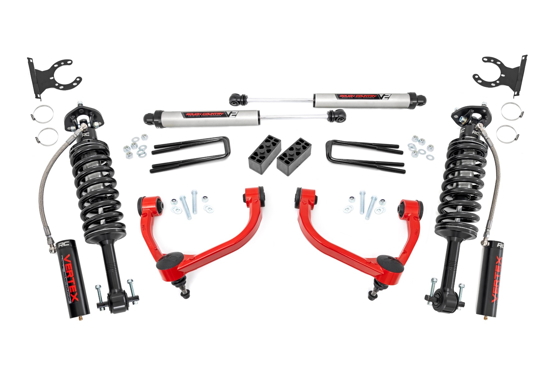 3-Zoll-Lift Kit | Obere Querlenker | Vertex/V2 | Ford F-150 4WD (2014–2020) | Rote Ausführung