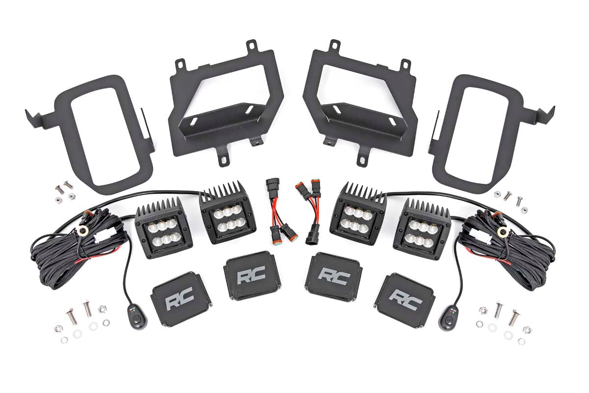 LED-Beleuchtungsset | Nebelscheinwerferhalterung | Doppelpack 2 Zoll schwarz | Flutlicht | Ford F-150 (2015–2017)