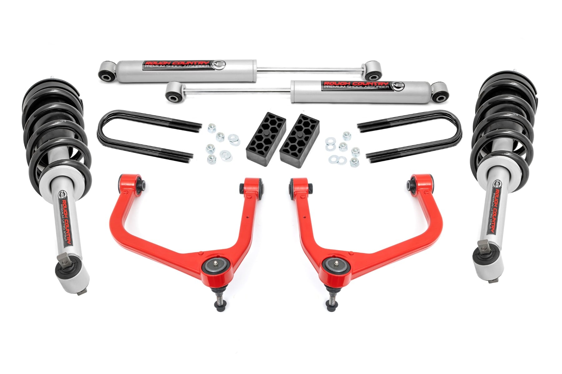 3,5-Zoll-Lift Kit | N3-Federbeine | Chevy Silverado 1500 2WD/4WD (2025–2026) | Rote Ausführung