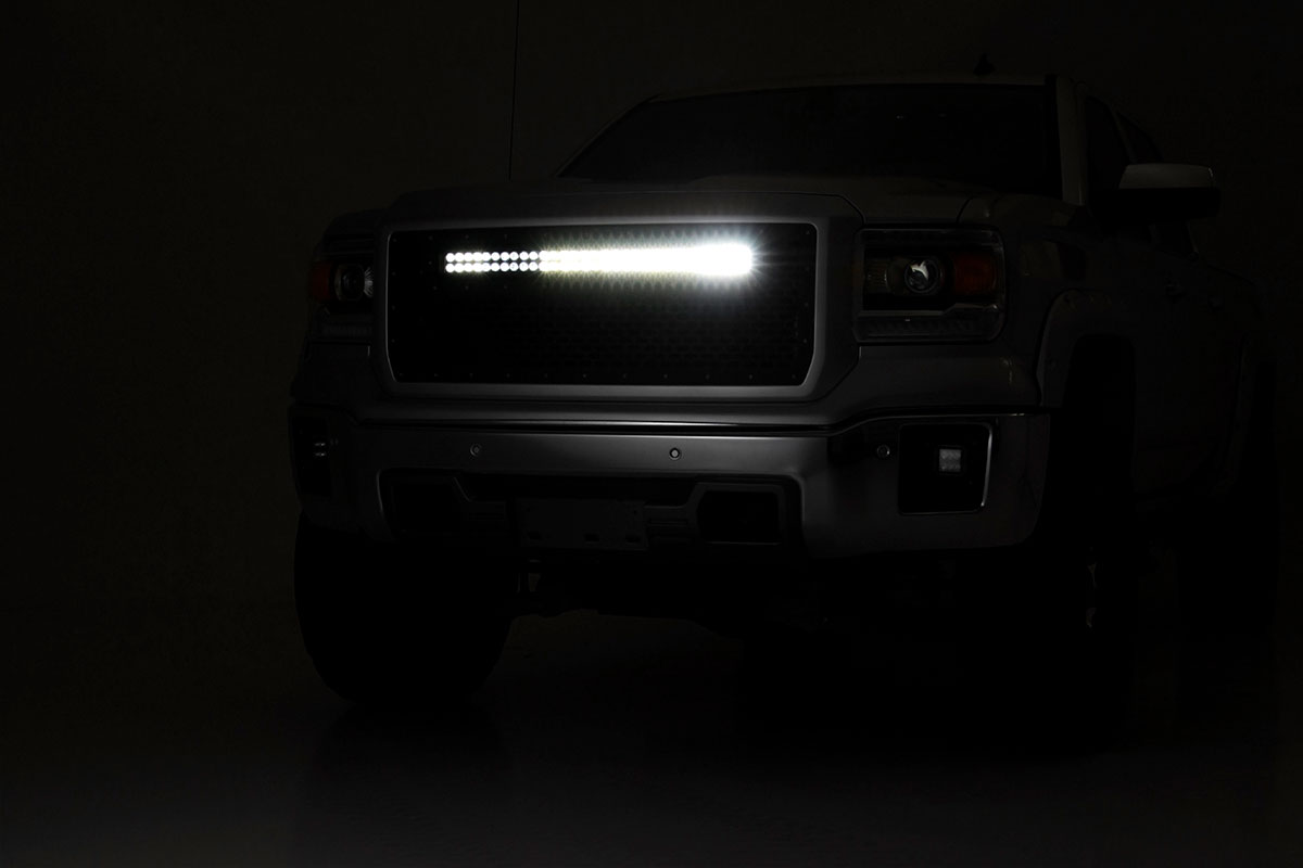 Kühlergrill | 30 Zoll Zweireihige LED-Leuchten | Schwarz | Weiße Tagfahrleuchten | GMC Sierra 1500 (2014–2015) — Bild 6