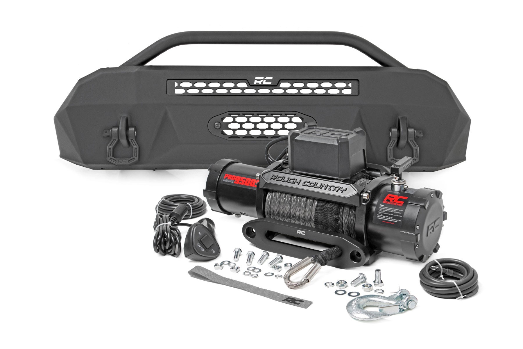 Frontstoßstange | Hybrid | 9500-Lb-Seilwinde der Pro-Serie | Synthetikseil | Toyota Tacoma (16–23)