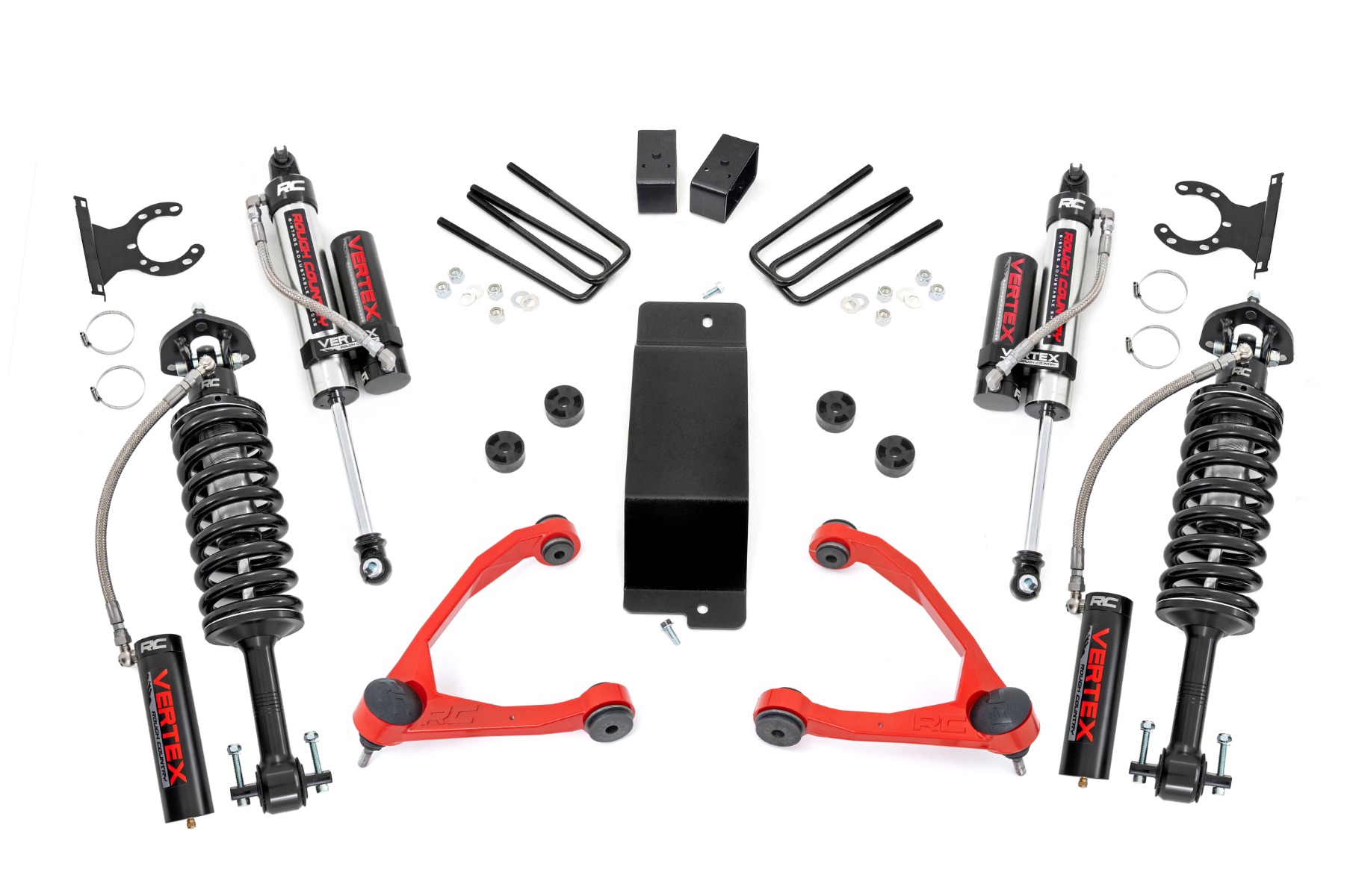3,5-Zoll-Lift Kit | Geschmiedete obere Querlenker | Vertex | Chevy/GMC 1500 (07–16) | Rote Ausführung