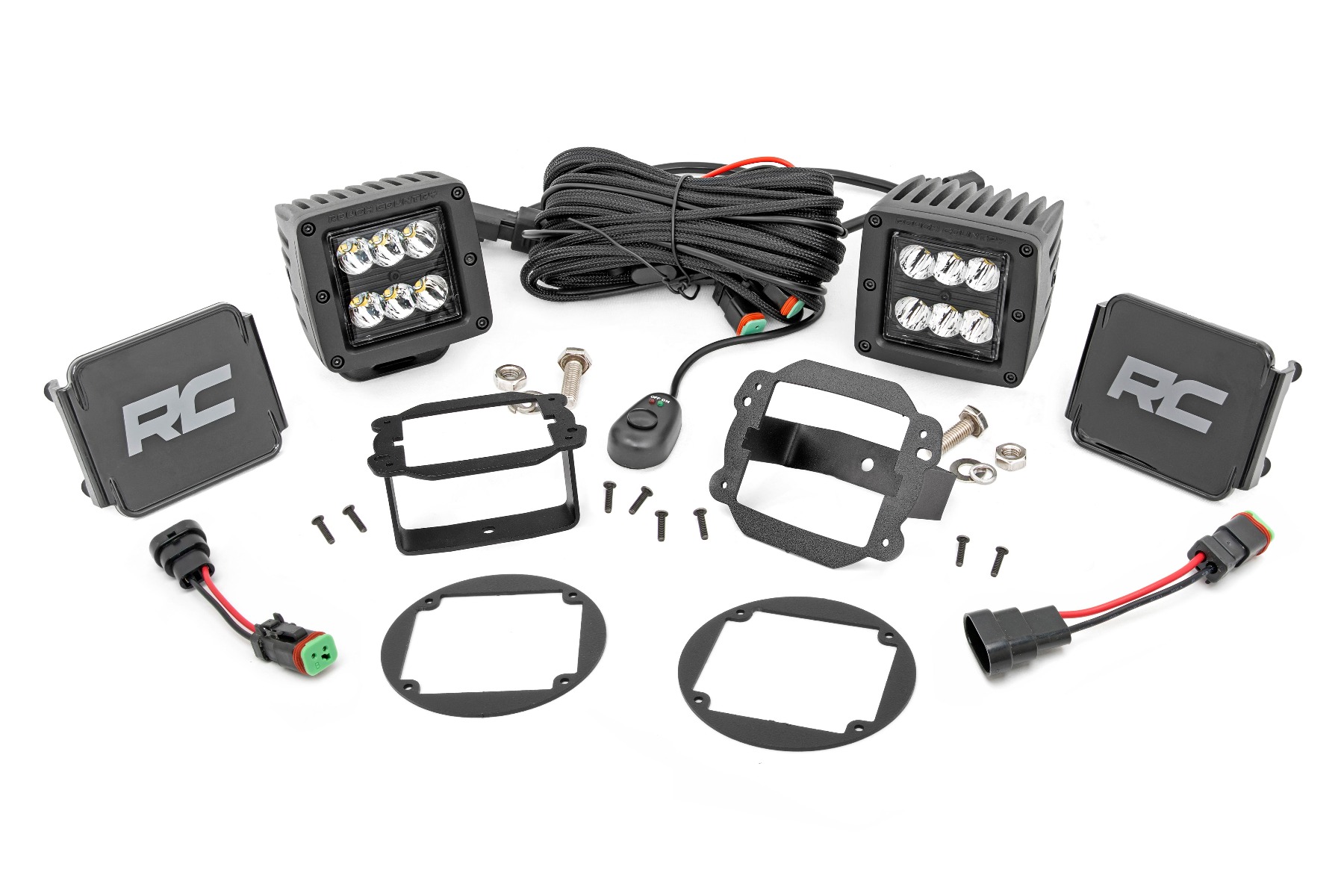 LED-Beleuchtungsset | Nebelscheinwerferhalterung | 2 Zoll Schwarz, Paar | Jeep Wrangler JK/Wrangler Unlimited (10–18)