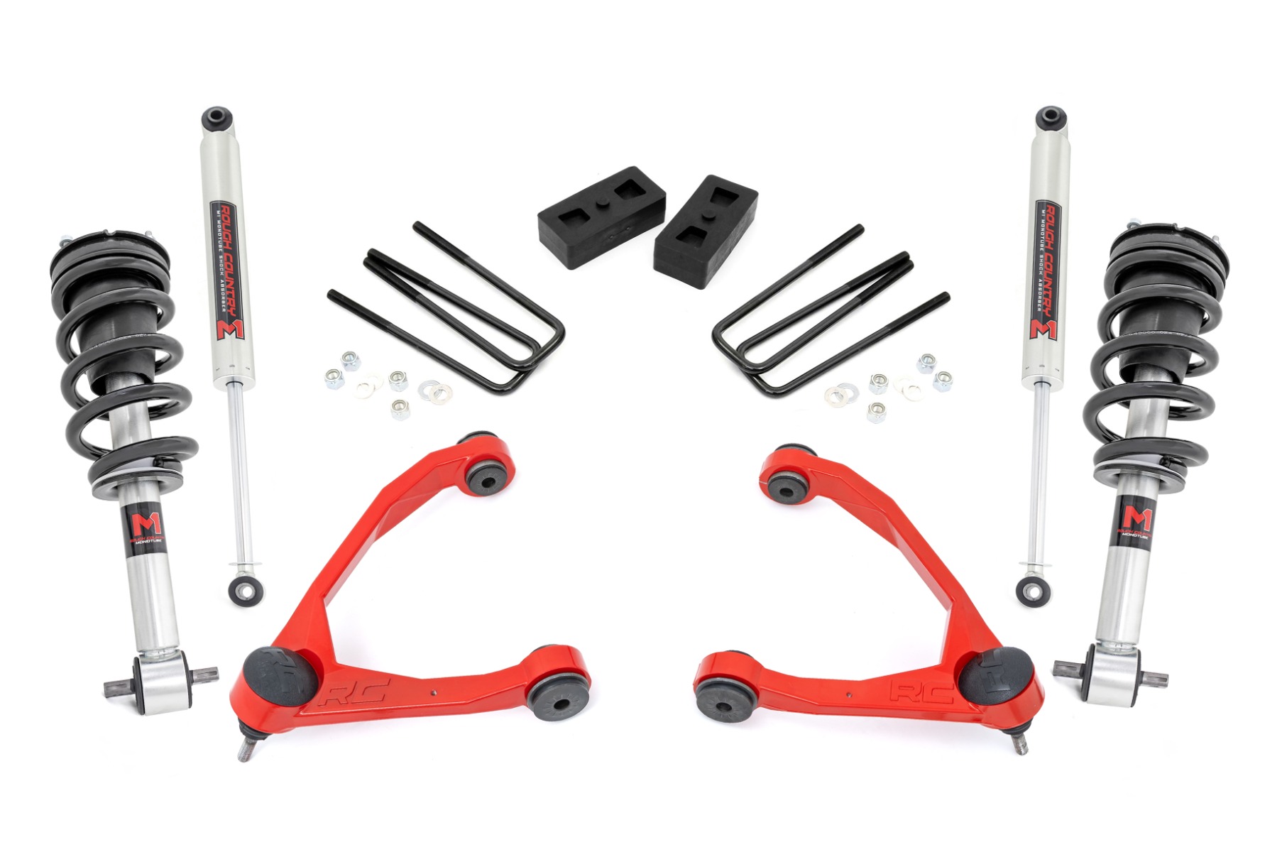3,5-Zoll-Lift Kit | Stahlguss | M1-Federbein | Chevy/GMC 1500 (07–13) | Rote Ausführung